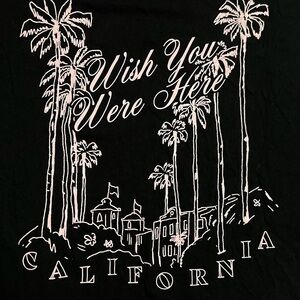 PINK Victoria's Secret Black Tee with Palm Graphic